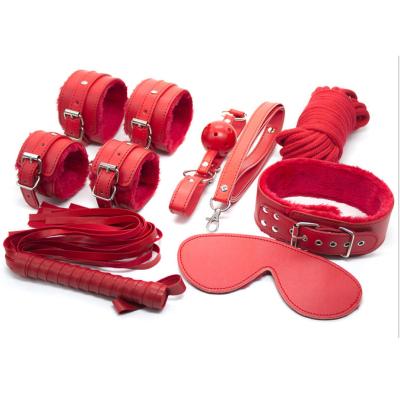 China Classic Factory 7PCS/set Belt Sex Toys SM Leather Bondage Kits Flirting Mail Leather Bondage Toys Say Mouth Gag Whips Mask And Handcuffs Stockings for sale