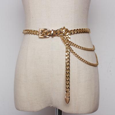 China New fashion personality fashion trend ladies gold metal waist soft chain thick chain belt decorative dress for women for sale