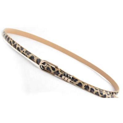 China Fashion Leopard Animal Print Stripes Noble Floral Print Women Skinny Belts Belt With Pin Buckle Belt for sale