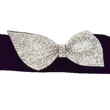 China Fashional Women Ladies Elastic Waistband Remme Diamante Rhinestone Belt Bow Elastic Belt F00074 for sale