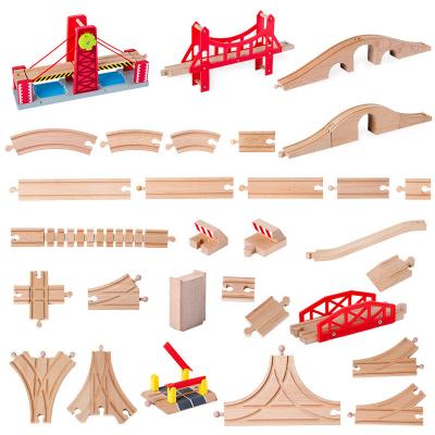 China Assemble Set Toys Beech toma bridge railway site track accessories and wooden train education boy child toy multi race track toy for sale