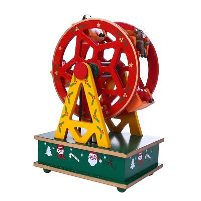 China Educational toy 2021 High quality wooden Christmas ferris wheel music box toys children carousel music box Christmas crafts music box for kids for sale