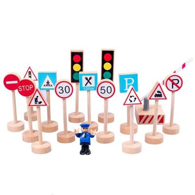 China Educational DIY Toy Set Road Traffic Signs Factory,15 Set Wooden Toy Road Signs Play Set, Traffic Sign Wooden Toy for sale