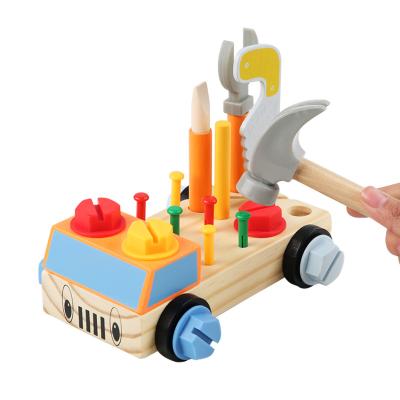 China Handmade Quality Montessori Educational Toys Children's Wooden Car Toy Kid Nut Removing Tool Toy Encourage Children's Curiosity for sale