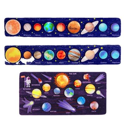 China Children Eductional Toy Children'S Eight Planetary Universe Galaxy Puzzle Matching Board Building Blocks Cognitive Tray English Alphabet Education Toy for sale