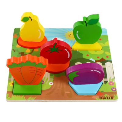 China Environmental Wooden Toys Colorful Thicken Cartoon Animals Elephant Car Ship Hand Grab Board Educational Toys For Kids Wood 3D Puzzles for sale