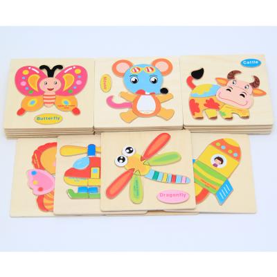 China DIY Practice Eco-Friendly Education Board 3D Wooden Cartoon Children Jigsaw Puzzle for sale