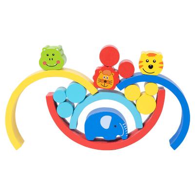 China Environmental Children'S Puzzle Rainbow Animal Building Blocks Assembly Wooden Toys Early Education Balance Building Blocks Toy Kindergarten for sale