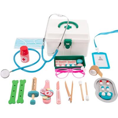 China Funny  Doctor Plays Set Children Wooden Doctor Play Set Baby Stethoscope Injection Medical Kit Early Education Puzzle Play House Toys for sale