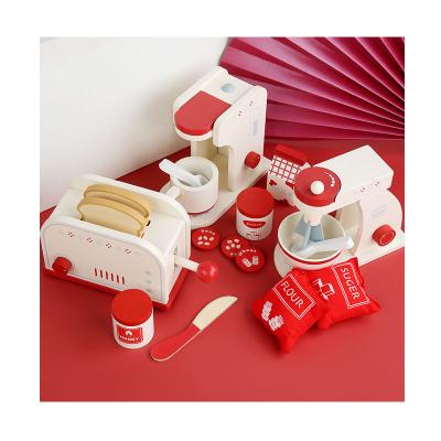 China Preschool Kids Play Set Children's simulation toaster Coffee Maker Set Kitchen toys kids interactive games baby Wooden kitchen toys for girl for sale