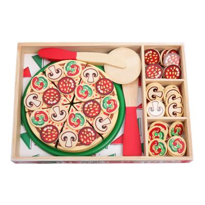 China Preschool Toy Kitchen Play Set Pizza Wooden Toys Food Cooking Simulation Tableware Children Kitchen Pretend Play Toy Fruit Vegetable with Tableware for sale