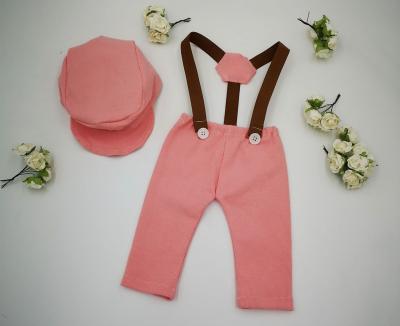 China Breathable Wholesale Cute Newborn Baby Suit Suspender Pants Outfits Photography Props Sets for sale