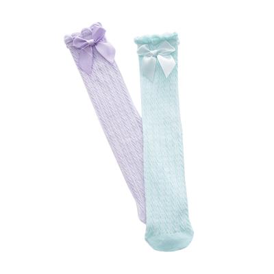 China Girl's breathable stockings spring and thin bowknot summer beautiful in mosquito socks geniculate socks princess socks anti new styles for sale