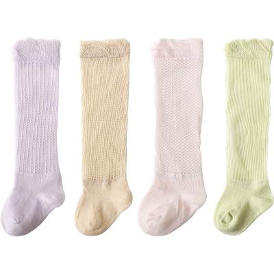 China Summer Color Baby Spring Mesh Breathable Mesh Bubble And Pure Hose Mouth Over The Knee Mosquito Prevention Socks 1bags 5pcs for sale