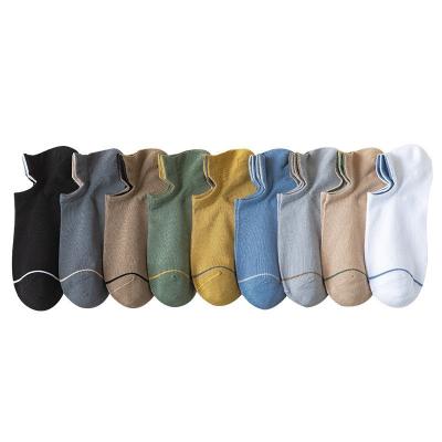 China QUICK-DRY spring sports sweat-absorbency 1bags 5pcs and summer mouth men's socks color cotton socks pure shallow deodorant socks for sale