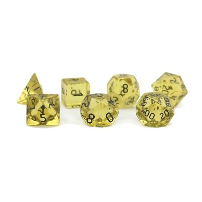 China Polyhedral Dice Set 7pcs Synthetic Dice Citrine Dungeons And Dragons Stone Dice Set for sale