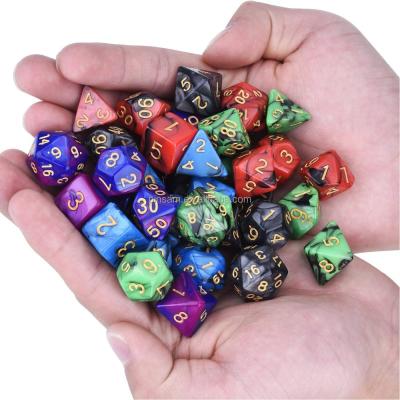 China Shaped Squares Dice Double-color Polyhedral Set 7pcs Set Dice Dies Sets 1 d20, d12, 2 d10 (00-90 and 0-9), d8, d6 and d4 for sale