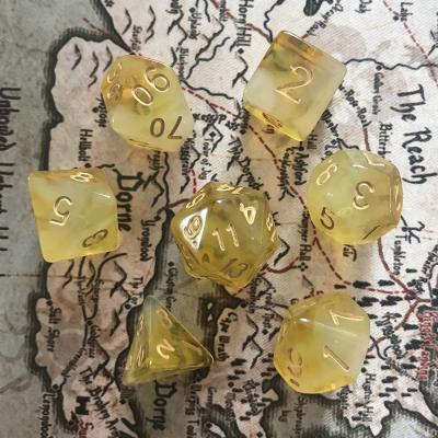 China Polyhedral Dies Set 7pcs Dungeons and Dragons Cut Acrylic Two Tone Transparent Dice Role Playing Game Dies Set for sale