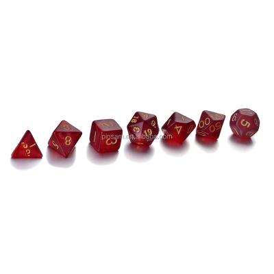 China Square Shaped Set Flash Dice Powder Red Dice Set Polyhedral Dies (Flash Powder Red) for sale