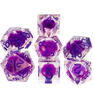 China Shaped Squares Dice Resin Cutting Edge Dice Set DND RPG MTG Role Playing Bar Party Table Game Dungeons And Dragons Game Dies Liquid Flame for sale