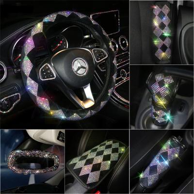 China Rhinestone Steering Women's Diamond Car Full Rhinestone Wheel Cover Handle Cover Internet Celebrity Goddess Style for sale