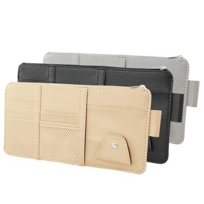 China Fashion Amazon Hot Sale PU Leather Car Accessories Sun Visor Organizer CD Card Pockets Holder CD Pen Holder for sale