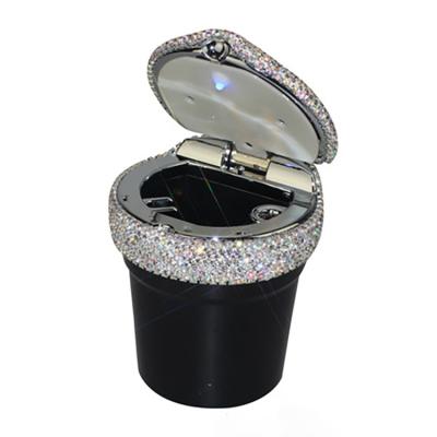 China Universal Diamond-Mounted Car Ashtray With Lamp Luminous Multifunction Automobile Ashtray for sale