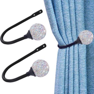 China Luxurious Traditional Crystal High End U Hook Curtain Wall Metal Hook Curtain Tiebacks Hooks for sale