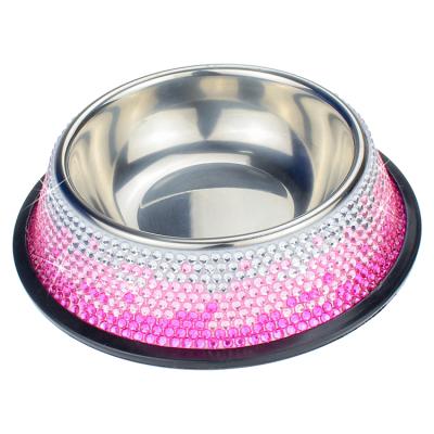 China Sustainable Cat Pet Bowl Stainless Steel Food Water Bowl With Non-slip Rubber Bottom Pet Drinking Feeding Bowls for sale