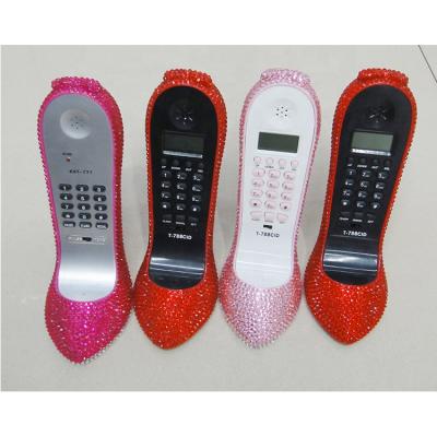 China We can OEM. Wholesale High Heel Shoe Hot Selling Crystal Rhinestone Diamond Wired Phone for sale