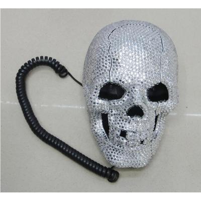 China We can OEM. Hot Selling Christmas Halloween Skull Wired Rhinestone Diamante Crystal Telephone for sale