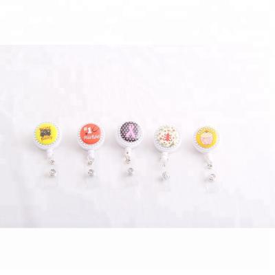 China We can OEM. New Design Rhinestones Retractable ID Card Badge Reel for sale