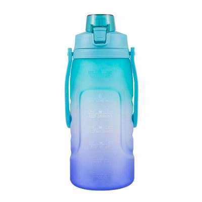 China 2L/2000ML/64OZ Motivational Water Bottle Stocked And Gradient Sports Gym Plastic Motivational Water Bottle With Time Marker for sale