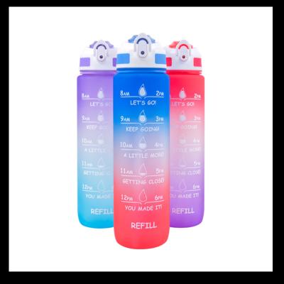 China Travel Stocked Gradually Increasing 1000ml Water Cup 32oz Gradient Paint Plastic Water Bottle for sale