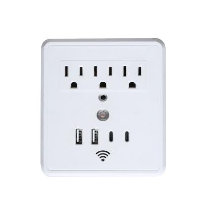 China Phone Holder & Night Light USB Socket Multi Outlet Wifi Power Socket Support Aleax Smart Wall Charger for sale