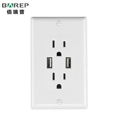 China Barep BAS15-2USB Model 15A USB Wall Outlet Residential / Multipurpose Sockets for Household for sale