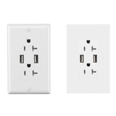 China USB Wall Outlet 2 Ports Socket Power 4.9amp Outlet Residential / General Purpose UL Listed Type A for sale