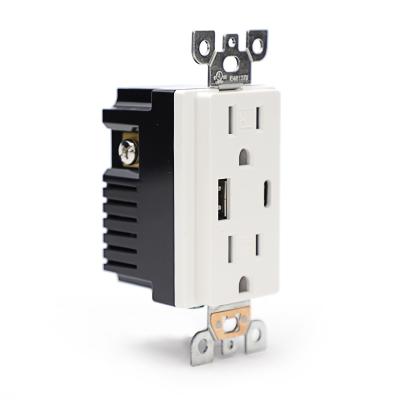 China 15A with Duplex TR Receptacle Type-C and USB Type-A Charger with 15A Duplex Tamper Resistant Receptacle for sale