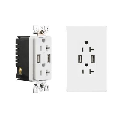 China UL Certification Residential / General Purpose Colored American Standard USB Charger 15A 20A Outletwall Outlets Switches Universal for sale