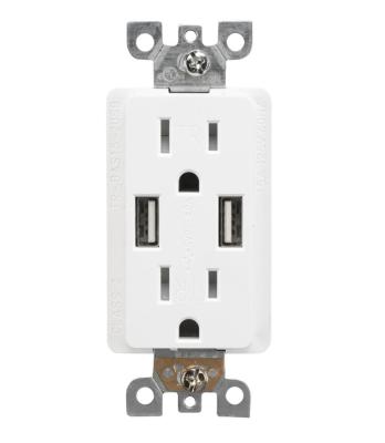 China Wholesale Residential/Multi-Purpose USB Wall Outlet USA USB Wall Charger Outlet TR BAS20 2 Standard USB Power Sockets for sale