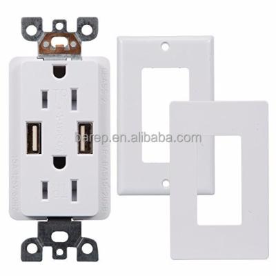 China 2 Electrical American Dual Ports USB Home Wall Socket Outlets With Dual 2 USB Ports for sale