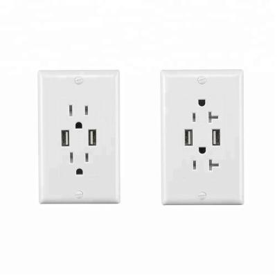 China BAS15-2USB Residential/General Purpose American Style 2 USB Electrical Switched Wall Outlet for sale