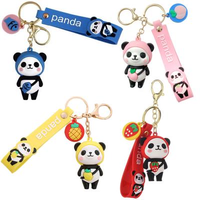 China Promotion Gift Keychain wholesale RTS soft 3D PVC rubber cute panda silicone keychain China lucky keyring for sale