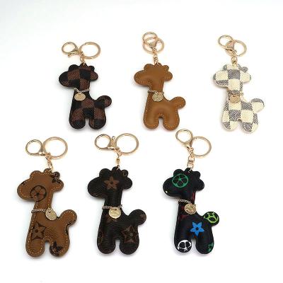 China Souvenir Gifts Promotion High Quality DIY Key chain Pendant Metal PU Pendant Girl Bag Mobile Phone Giraffe Pendant For Bags for sale