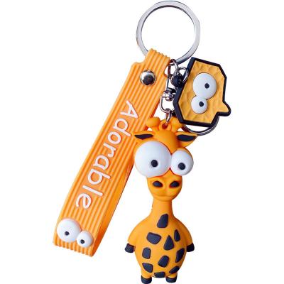 China Promotion Cartoon Anime KeyChain PVC Giraffe Funny Toy Keychains for Women Bag Pendant Jewelry Trinket Men's Car Key Ring Key Chain for sale