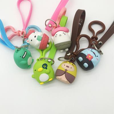 China Fashionable Key Ring Silicone Mold Keyrings Cute Fun Full 3d Custom Figure Character Keychains with Logo for sale