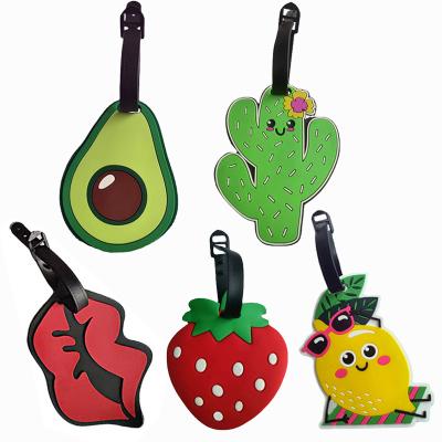 China Durable Wholesale Types Silicone Custom soft pvc name luggage tag with fruits shape avocado/lemon/strawberry for sale