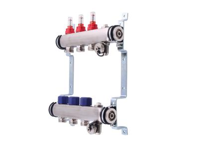 China Short Flow Meter House Water Manifold Red Color For Underfloor Heating for sale