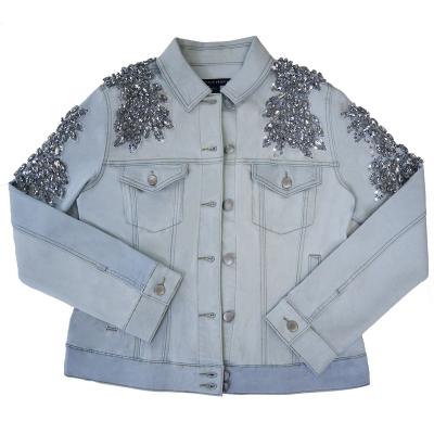 China Breathable New Design Japanese And Korean Style Personality Trendy Rhinestone Denim Jacket High Street Denim Jacket for sale