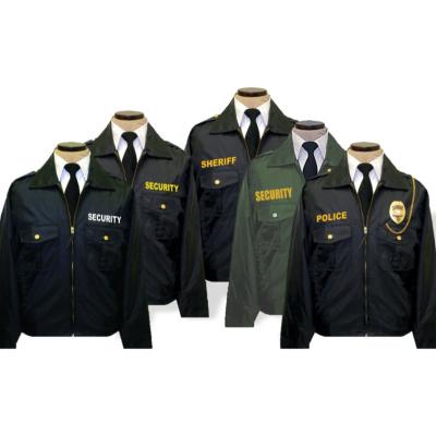 China Customize logo print winter waterproof windbreaker nylon jacket black security guards uniforms for sale